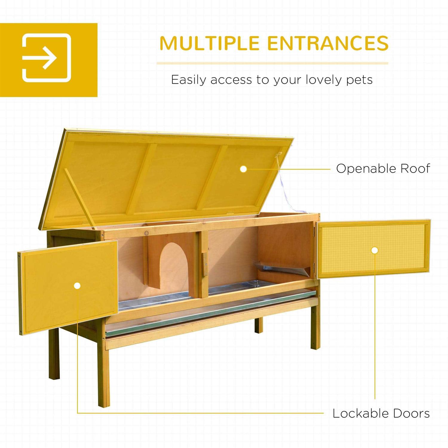 PawHut Wooden Rabbit Hutch Bunny Cage with Openable Waterproof Roof - Pet Supplies online store
