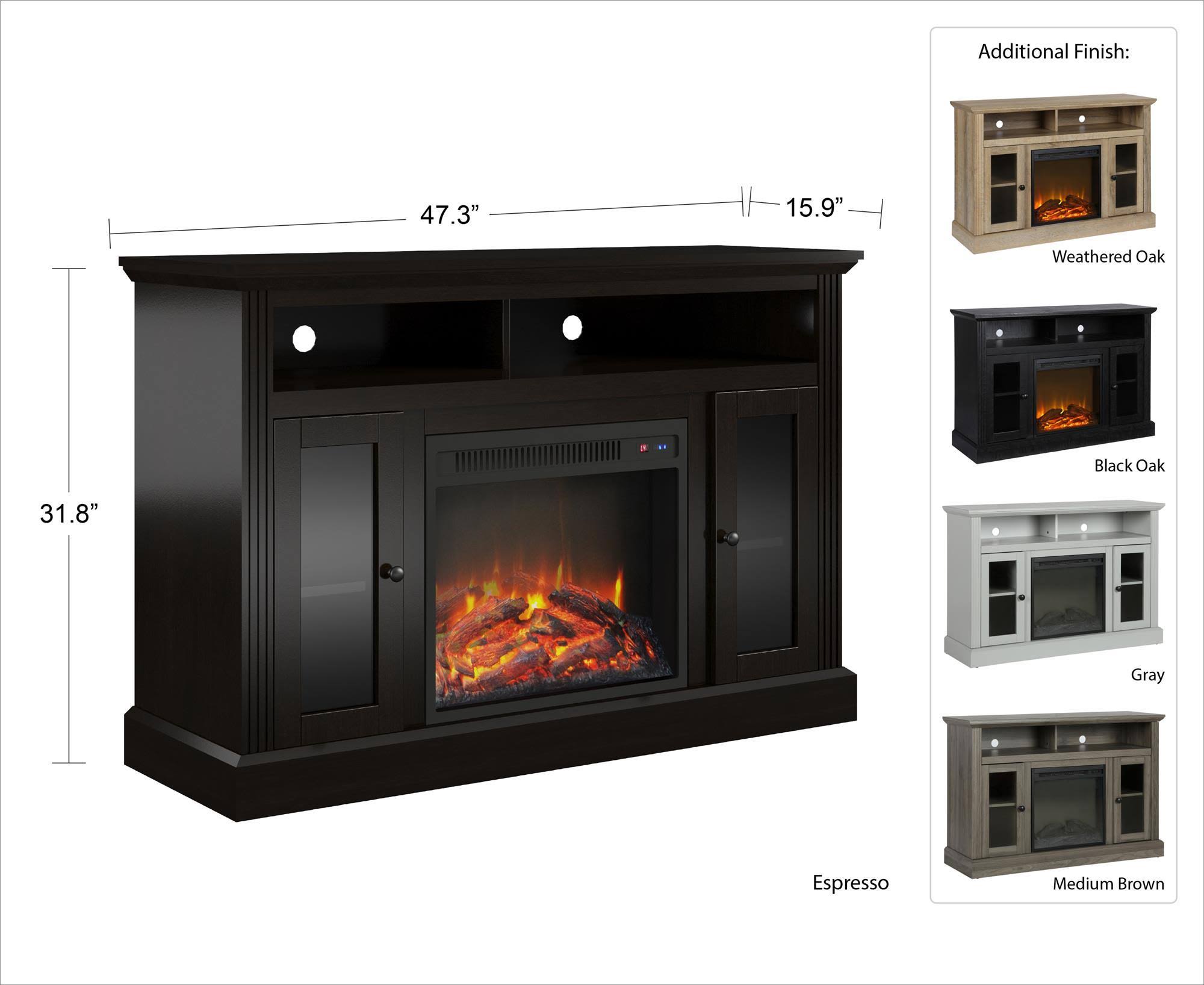Ameriwood Home Chicago Electric Fireplace TV Console in Dove Gray