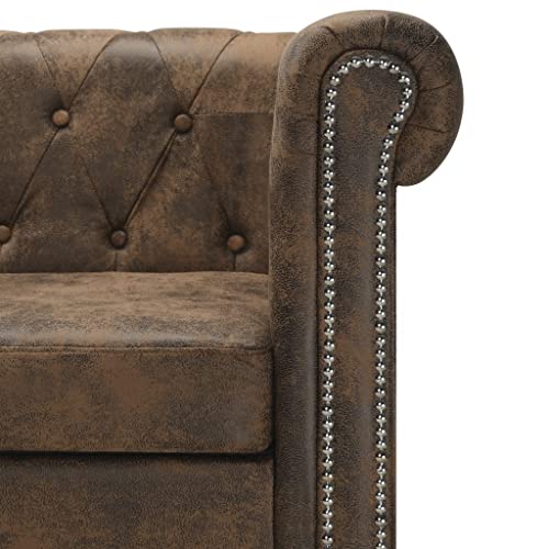 L-shaped Chesterfield Sofa,Comfy Sectional Sofa, Sectional Sofa Furniture for Living Room Lounge, Minimalist Style Comfy Sofa Couch for Bedroom,Office Artificial Leather Brown