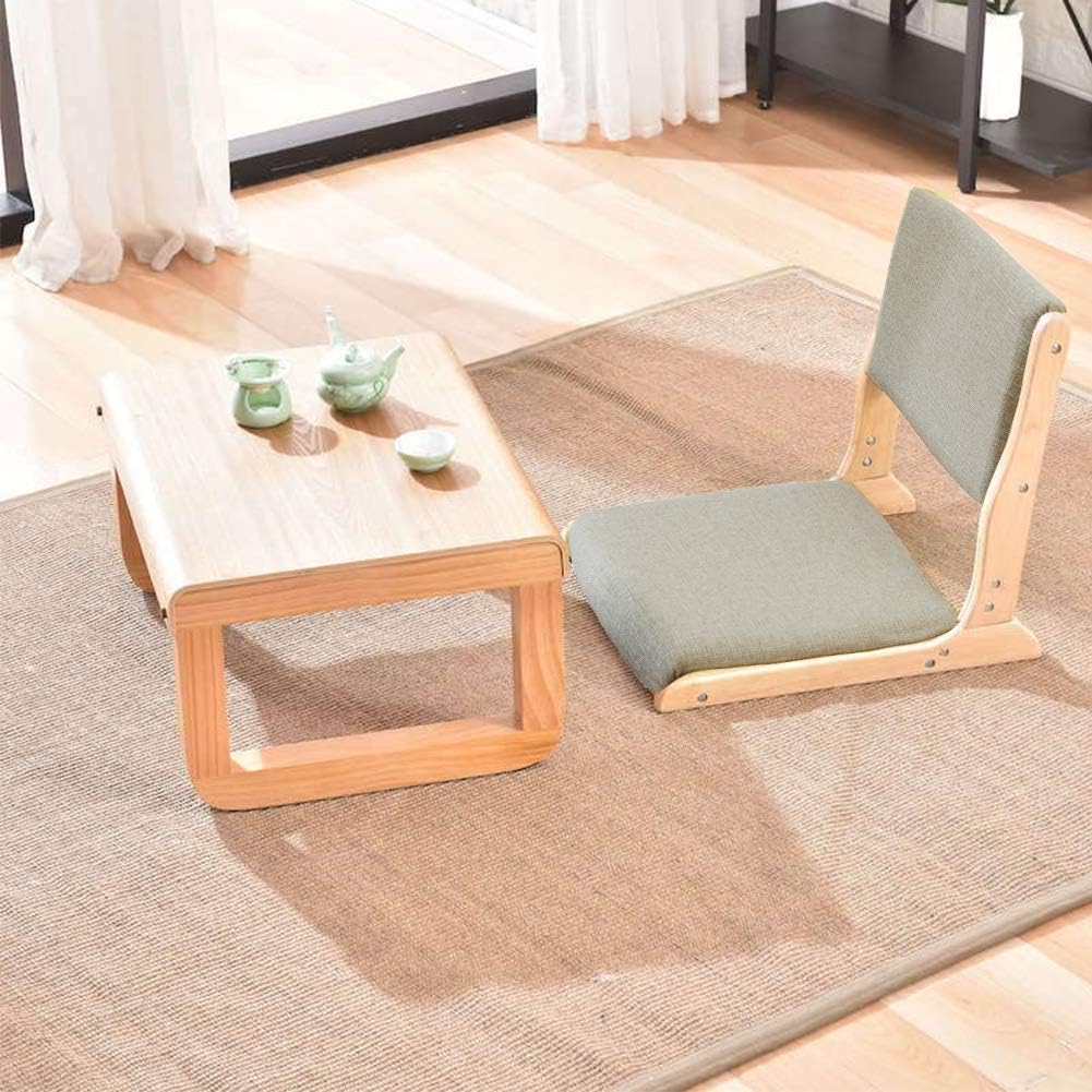 Tatami Chair Accent Furniture, Foldable Meditation Floor Chair, Living Room Chair Floor Seat, Portable Japanese Legless Chair, Lazy Sofa for Bay Window Meditation Reading, Balcony Chair with Cushion