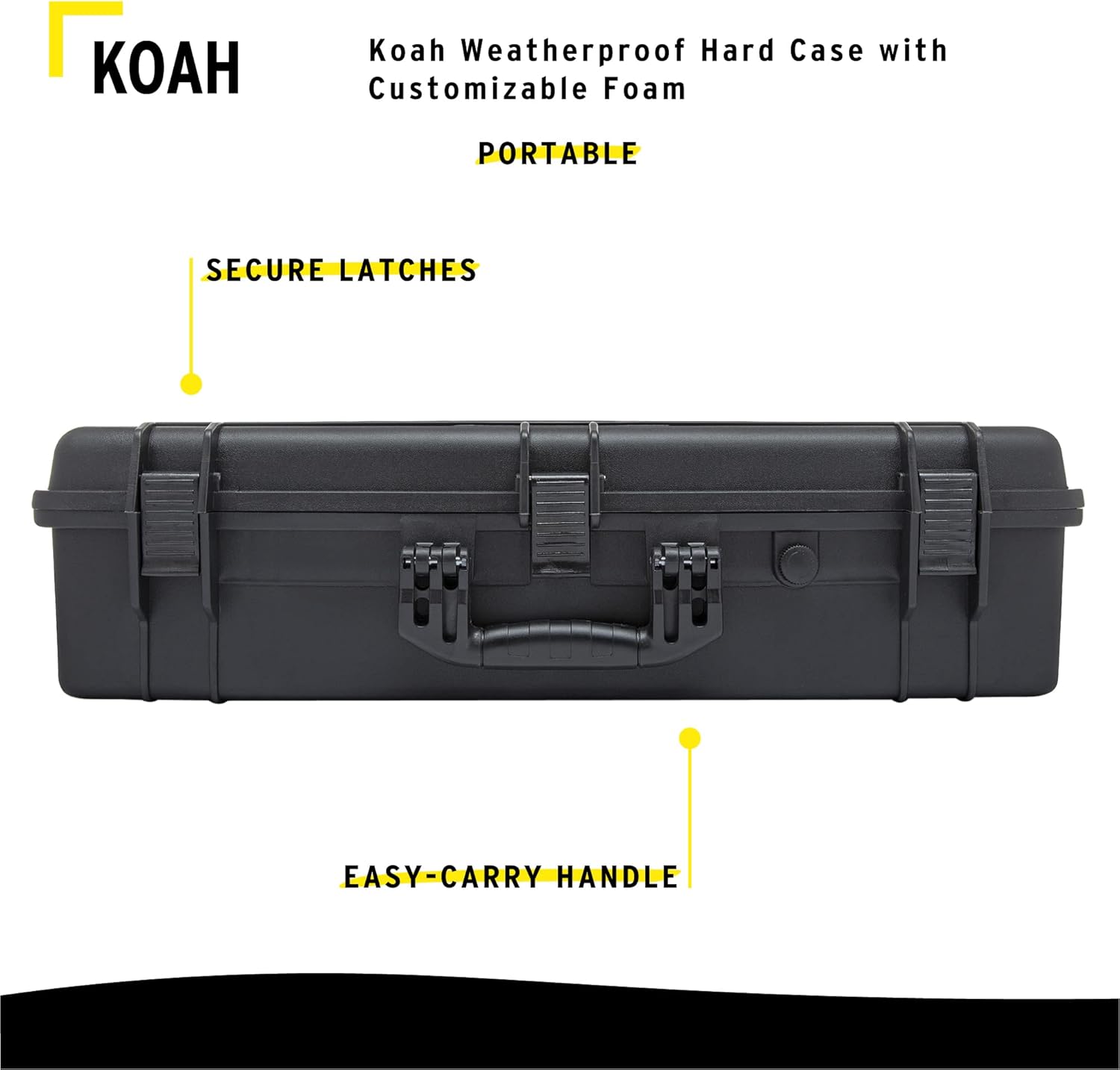 Koah Weatherproof Hard Case with Customizable Foam (28.3" x 16.9" x 7.0" Inch Outer, 25.4" x 13.7" x 6.4" Inner)