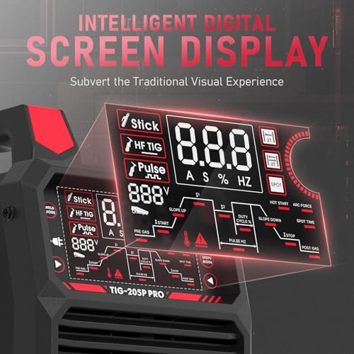 YESWELDER 200A AC/DC Aluminum Tig Welder with Pulse Large LED Display, Digital Inverter STICK/TIG 110/220V Dual Voltage TIG Welding Machine TIG-200P ACDC