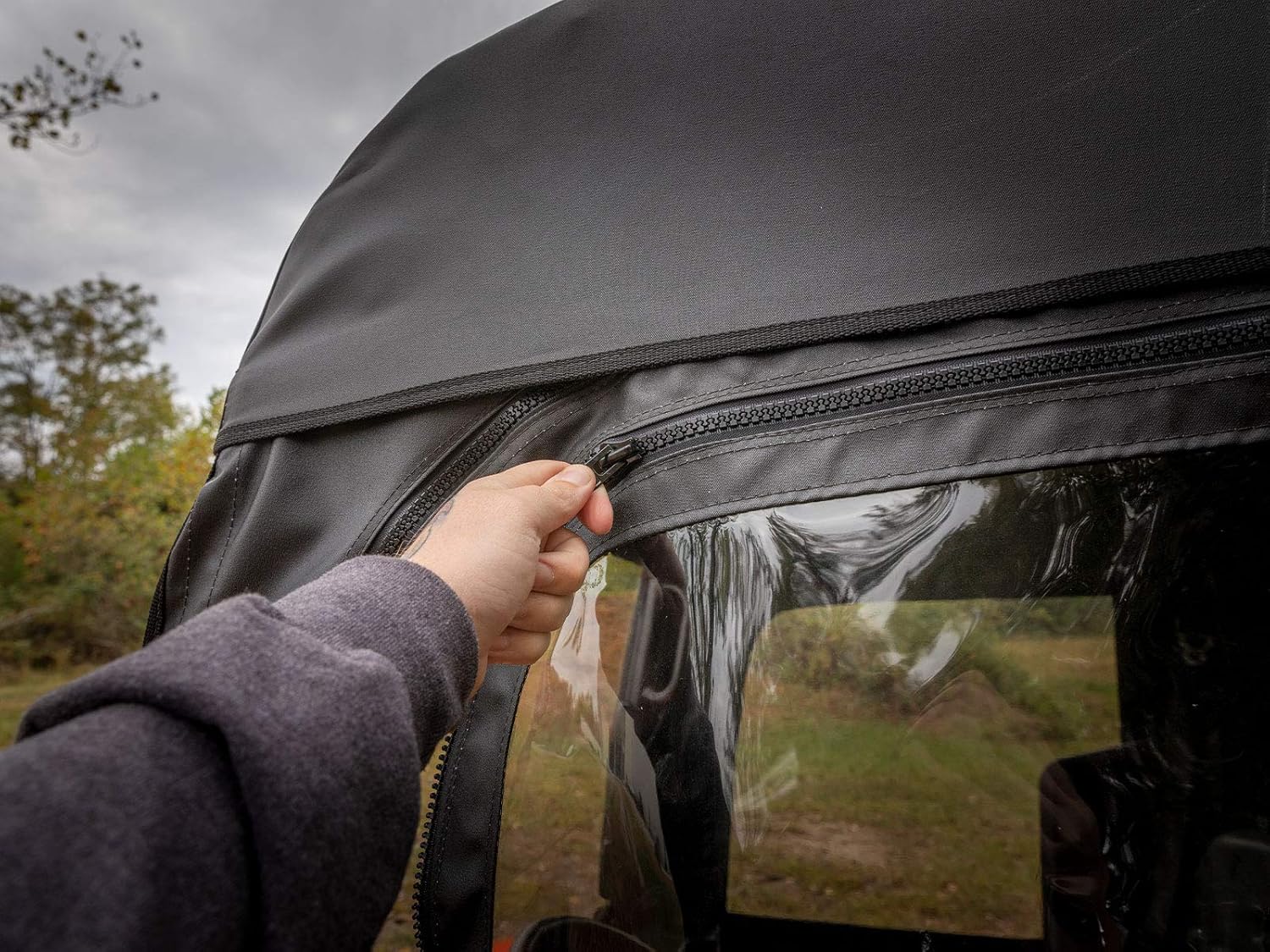SuperATV Kubota Soft Cab Enclosure Doors (See Fitment) - 2 Soft Doors - Resistant to Punctures, Tears - Protection from UV-Rays - Waterproof - Doors Unzip and Buckle - Everything Included for Install