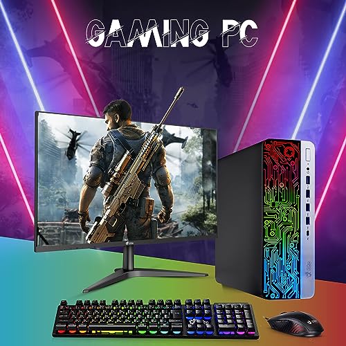 BTO RGB Gaming Desktop PC Bundle - Intel Core i7 6th Gen, 16GB DDR4 Ram, 512GB SSD, NVIDIA GT-1030 2GB GDDR5, New 22 Inch Monitor – Prebuilt Computer for PC Gaming - Windows 10 Pro (Renewed)