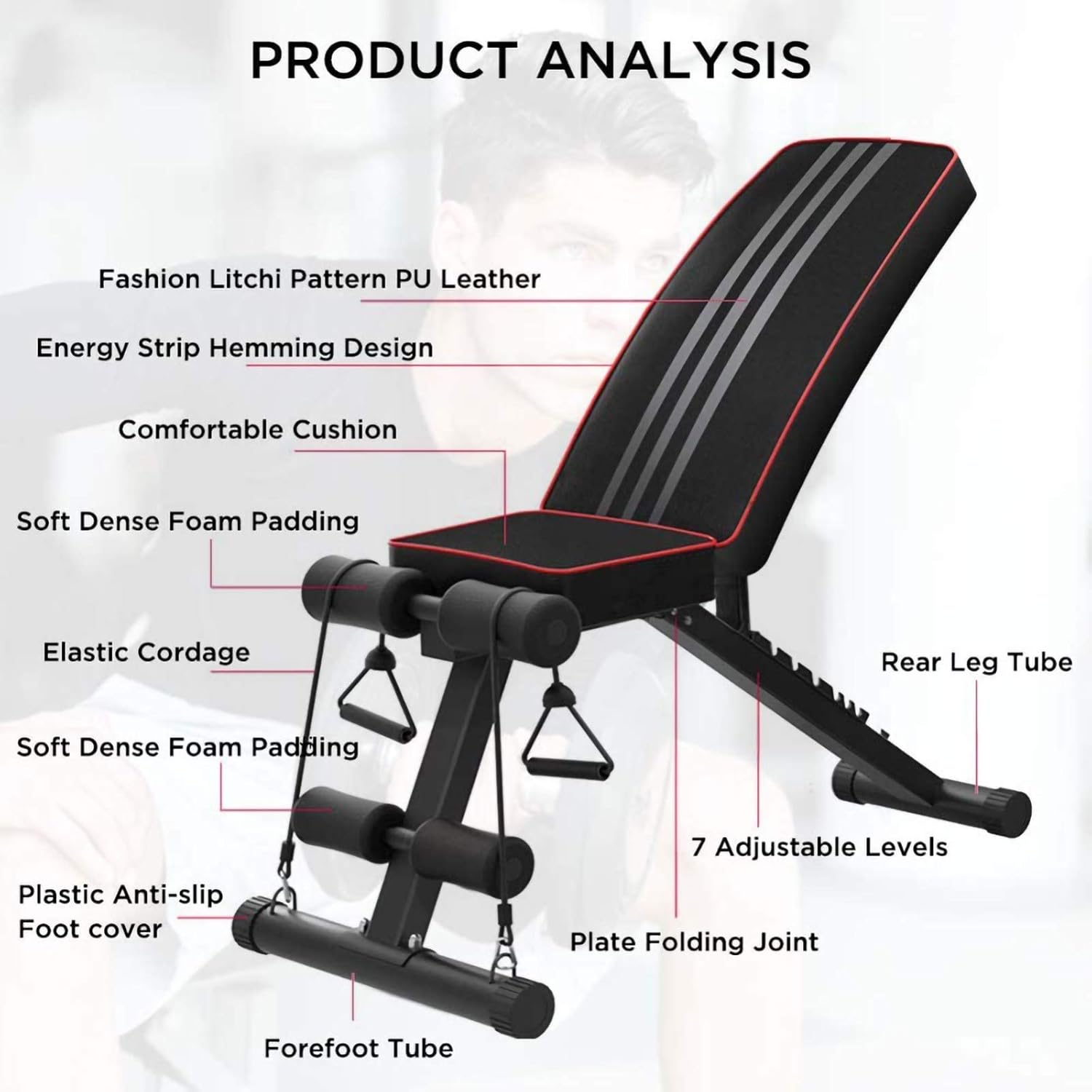 Folding Dumbbell Stool - Utility Adjustable Weight Bench - Foldable Flat/Incline/Decline Bench Press - Sit Up Bench - For Home Training Gym Weight Lifting