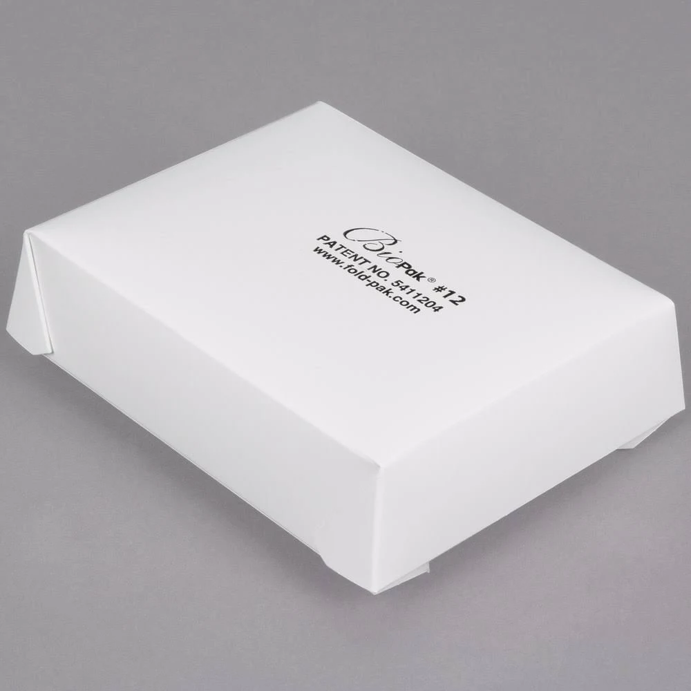 Bio-Pak 12BPWHITEM 6u0026quot; x 5u0026quot; x 1 1/2u0026quot; White Microwavable Paper #12 Take-Out Container - 240/Case