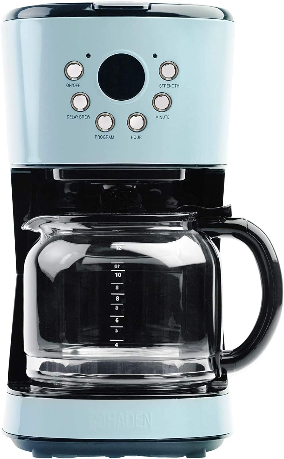 Haden Heritage 12 Cup Programmable Vintage Retro Home Coffee Maker Machine with Vintage Retro 0.7 Cu Ft 700W Countertop Microwave Oven, Blue