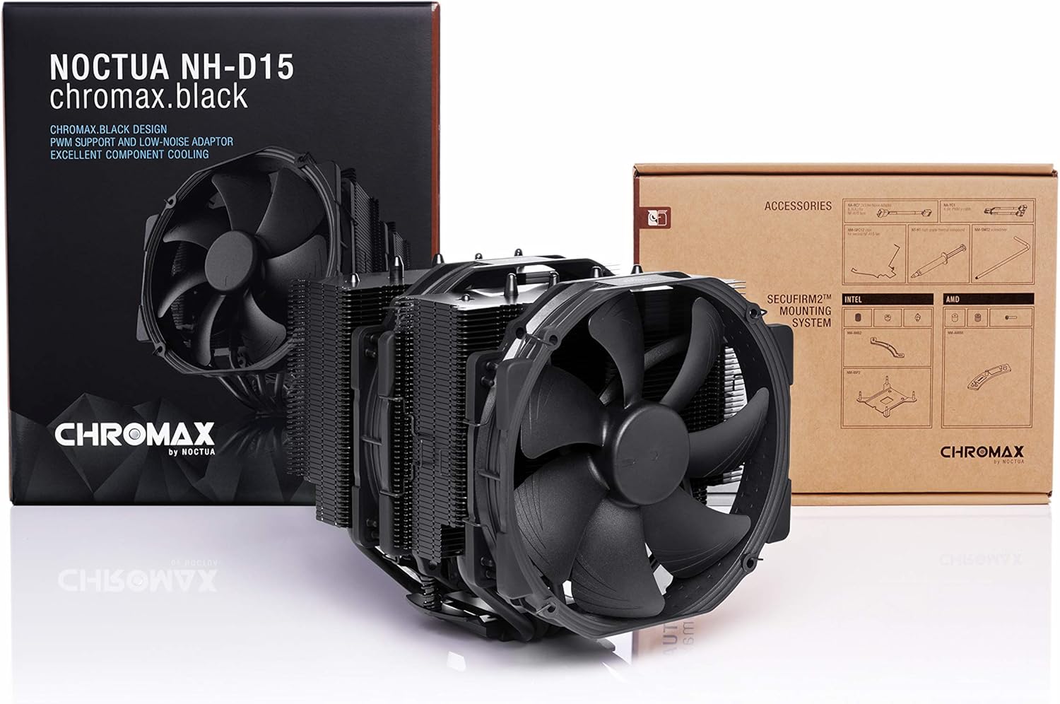Noctua NH-D15 chromax.Black, Dual-Tower CPU Cooler (140mm, Black)
