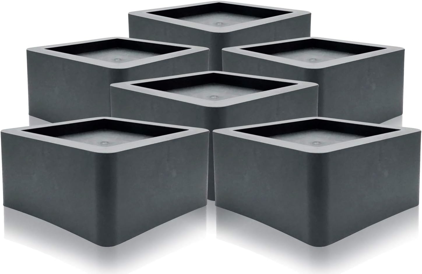 DuraCasa 3 Inch Bed Risers - Fits Huge 5.5 Inch Bed or Furniture Post, Creates an Additional 3 Inches of Height or Storage! Heavy-Duty Table, Chair, Desk or Sofa Riser (4, 3 Inch Black)