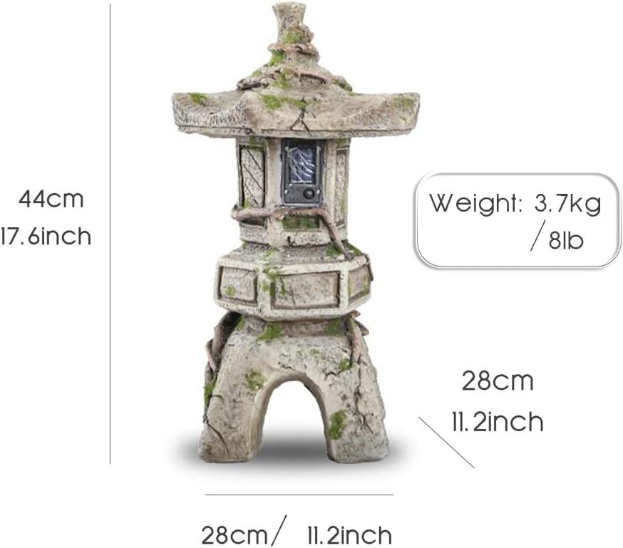 Garden Solar Ornament Japanese Pagoda, Outdoor Decor Sculpture Lantern Decor Buddha