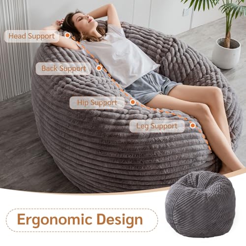 BYBYME 3 in 1 Bean Bag Chairs, Bean Bag Bed for Adults High-Density Foam Filling, Convertible Sofa Bed Faux Fur, Giant Bean Bag Chairs for Adults