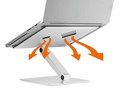 Durable Folding Adjustable Laptop Stand - Ergonomic Universal Laptop Computer Riser for Desk, Portable Laptop Stand Folds for Easy Storage, Non Slip Aluminum Laptop Mount, 10"-17" Laptops and Tablets
