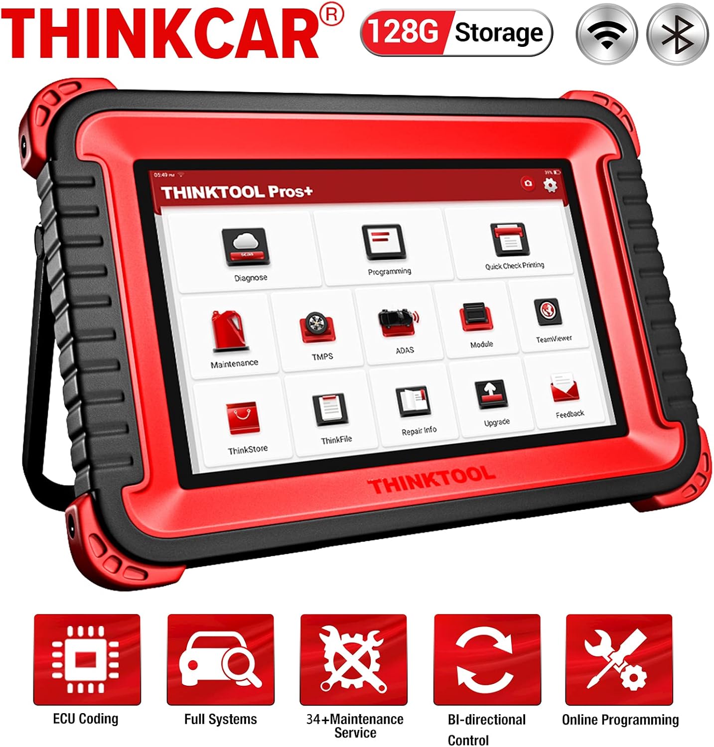 thinkcar THINKTOOL Pros+, Full System Bi-Directional Diagnostic Scanner, Online Programming, ADAS Calibration, ECU Coding, 34+ Reset Car Code Reader, Professional Scanner Tool 2 Years Free Update