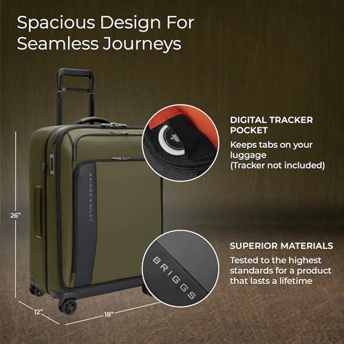 Briggs & Riley Domestic 22" Carry On Expandable Spinner - Luggage for Travel, Suitcases with Wheels, Softside Rolling Bag for Men & Women, Self-Repairing Zipper - ZDX Collection, Black