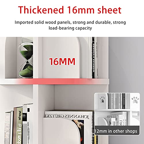 Rotating Bookshelf Solid Wood 2-Tier Floor Bookshelf in Student Dormitory Bookcase Shelf Organizer Shelves for Living Room & Office
