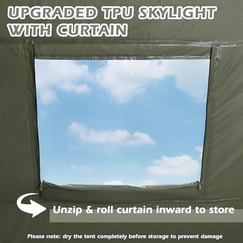YOLENY Inflatable Tents for Camping, 4/6/8/10/12 Person Tent with TPU Skylight, Mesh Windows, Stove Jack & Pump, Easy Setup 4 Season Glamping Tent, Waterproof & Windproof