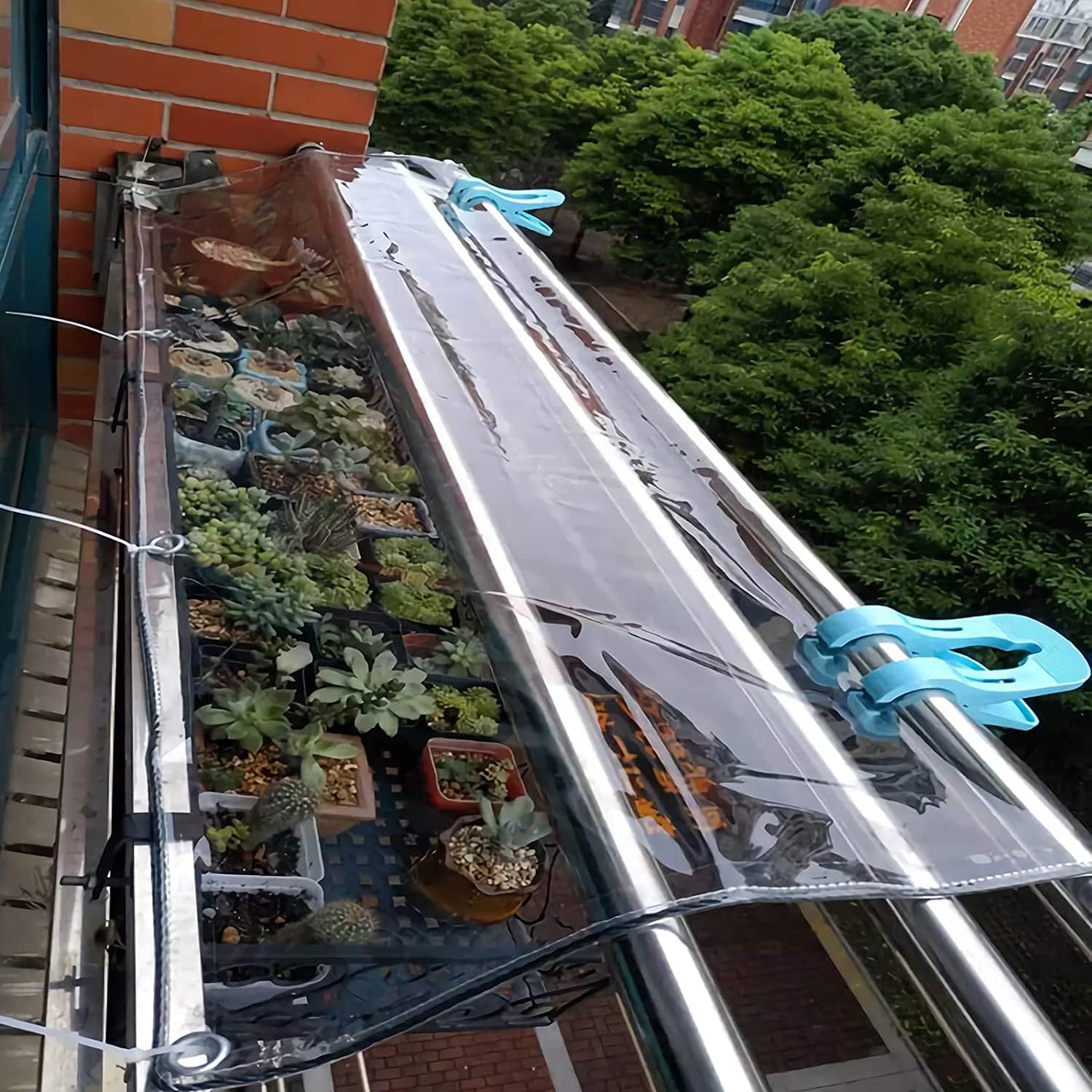 GQZGGXX Canopies Tarps Clear PVC Waterproof Cloth Tear Resistance Waterproof 0.35mm Vinyl Transparent Awning Canopy Patio Enclosure,Anti-Aging Insulation Soft Glass Tarpaulin 1.2x2m/3.9'x6.6'