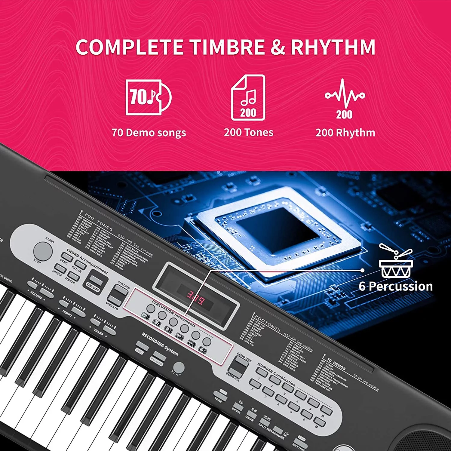 YouYeap 61 Key Piano Keyboard Portable Electric Keyboard with Microphone