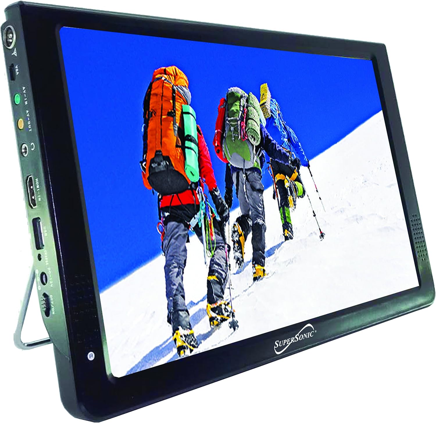 SuperSonic SC-2813 13 Portable Widescreen LED TV with USB/SD Inputs, HDMI, FM Radio, Rechargeable Battery and AC/DC Compatible for Home, RVs, Boats, Camping