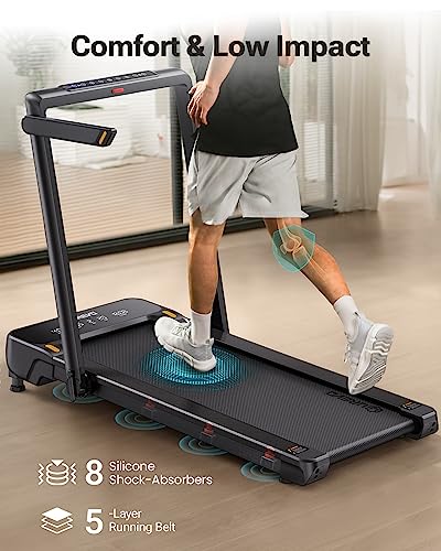 UREVO Walking Pad Treadmill with Incline, 2.5 HP Under Desk Treadmill, Foldable Treadmill for Home Office, Compact Treadmill with LED Display Remote Control 265lbs Weight Capacity