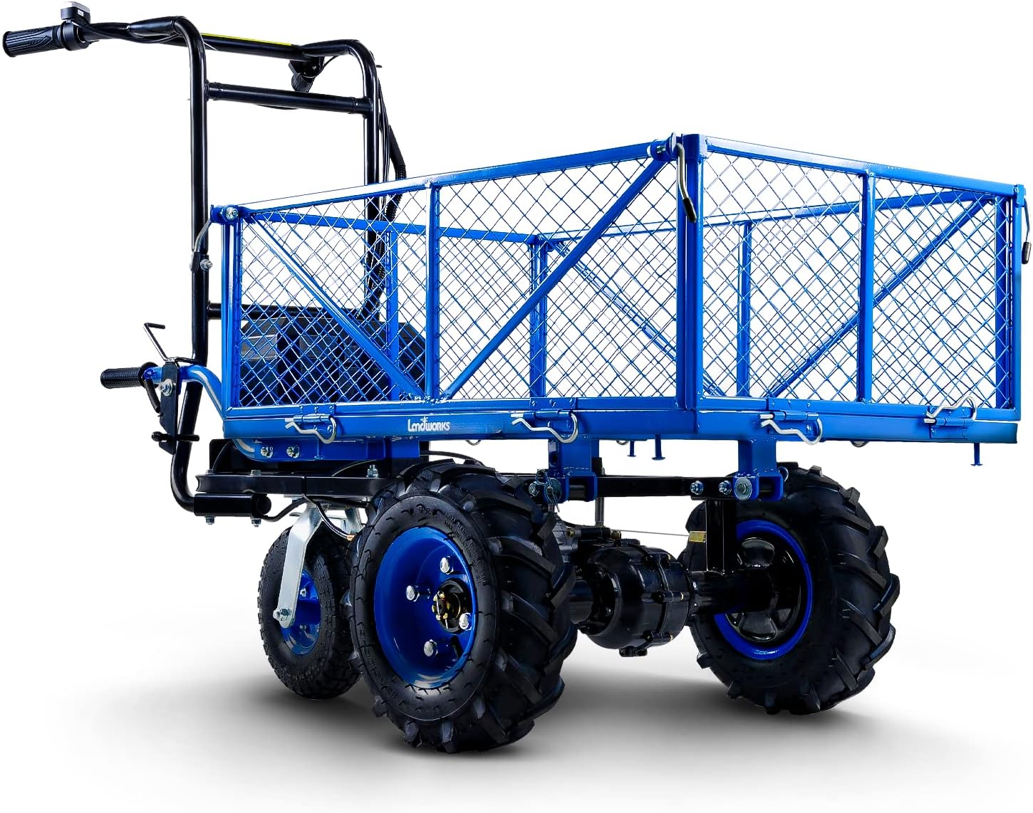 Landworks Utility Service Cart Wheelbarrow Power Wagon Super Duty Electric 48V DC Li-Ion Battery Powered 500LBS Load & 1000LBS+ Hauling Capacity Farm & Garden Dump w/All Purpose Modular Cargo Bed
