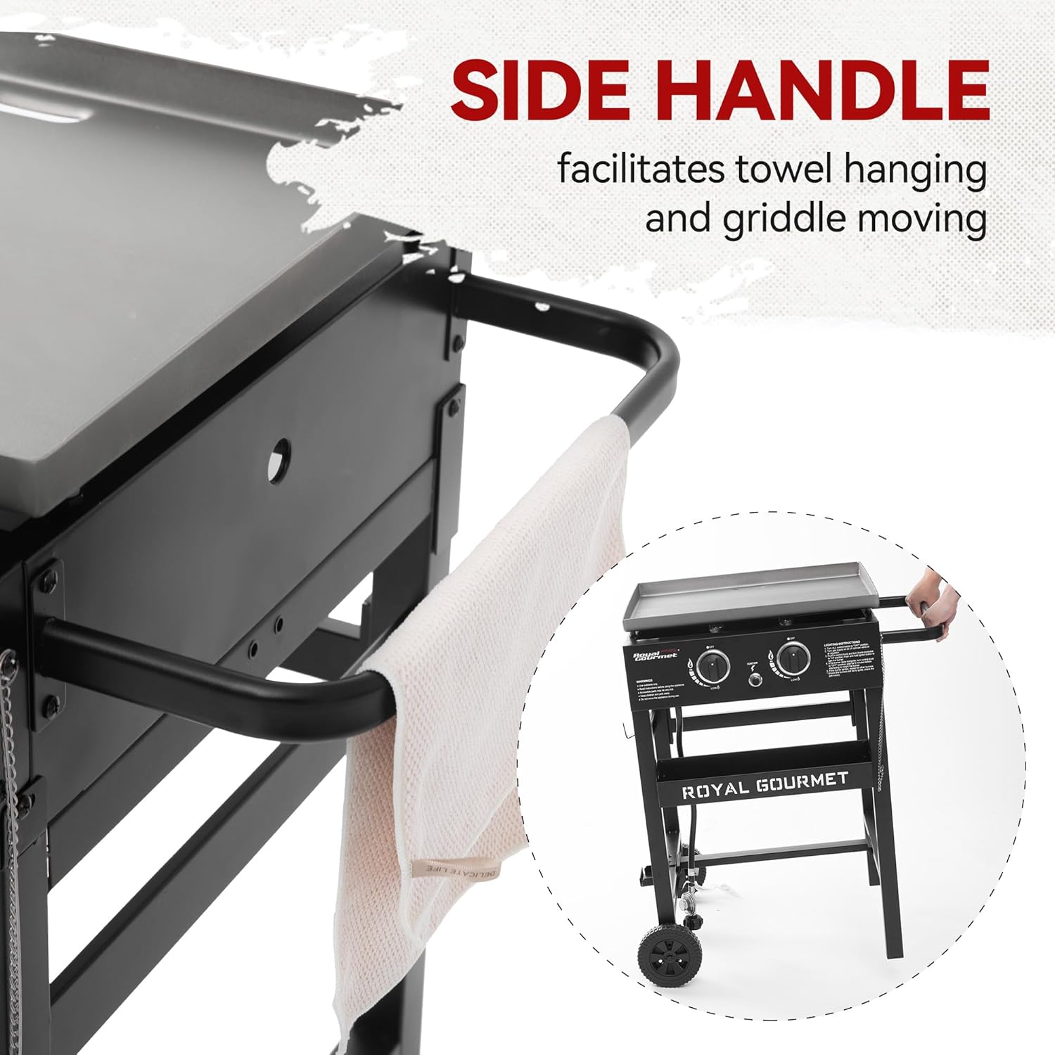 Royal Gourmet GB2000N 2-Burner Propane Gas Griddle, 23-Inch Flat Top BBQ Grill, 30,000 BTUs, Outdoor Griddle Station with 450 Sq. In. Cooking Area for Camping, Patio, or Tailgating, Black