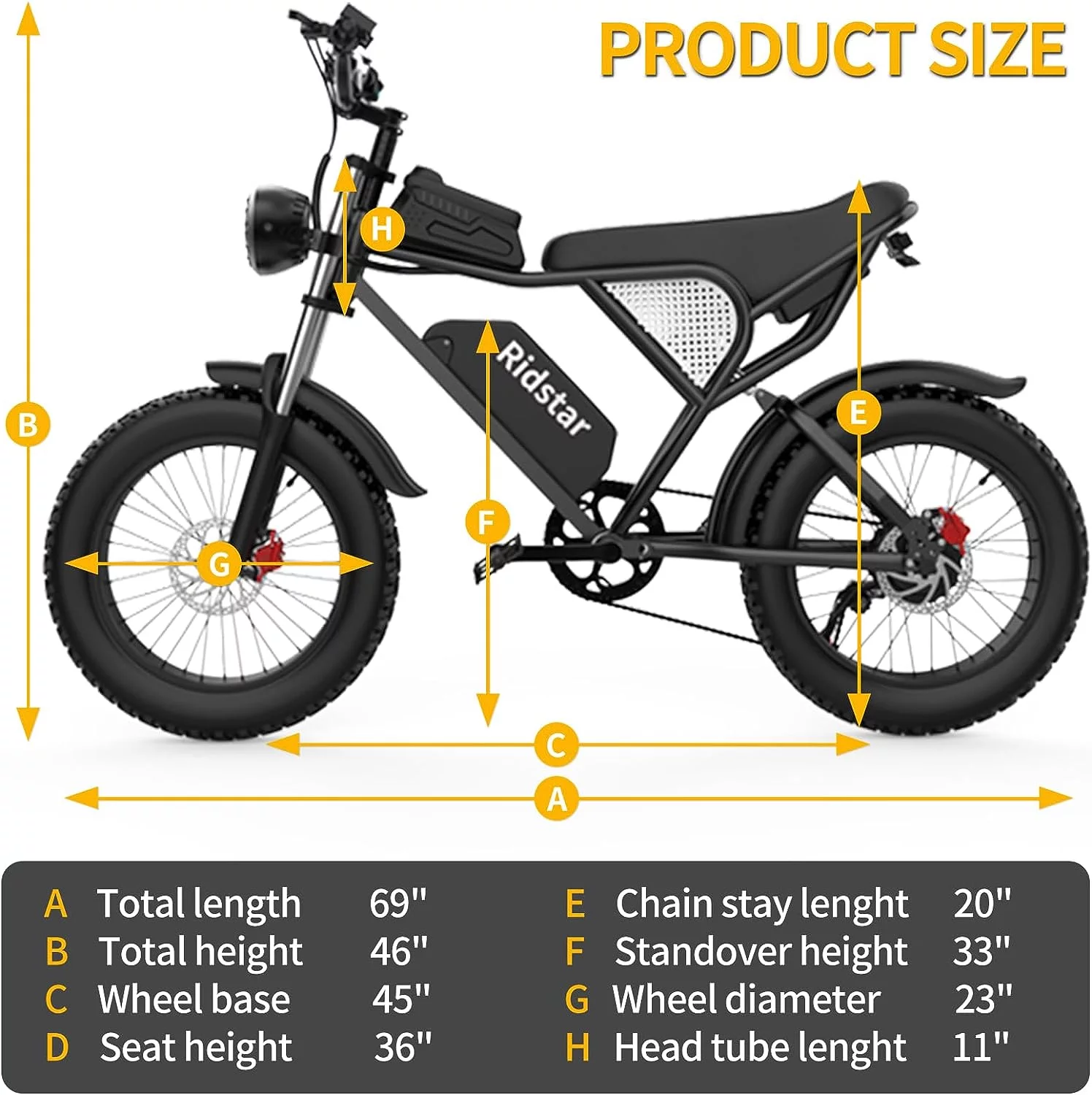Electric Bike for Adults Ridstar, 20" Fat Tire Electric Motorcycle,1000W Electric Bike with Removable 48V/20Ah Battery E-Bike Shimano 7 Full Suspension Electric Bicycle