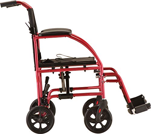 NOVA Medical Products Ultra Lightweight Transport Chair, Red, 1 Count