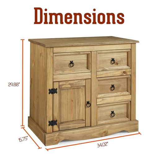 Solid Wood Buffet Sideboard 65.9" W, 16.9" D, 31.6" H - 3 Doors & 3 Drawers - Farmhouse Buffet, Farmhouse Furniture, Storage Cabinet, Cupboard Console Table - Corona Collection