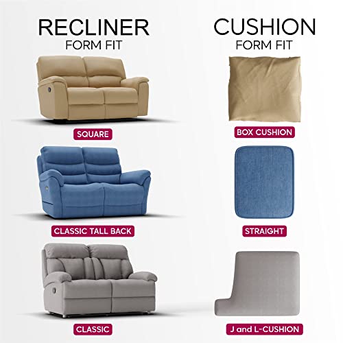 PAULATO BY GA.I.CO. Recliner Sofa Cover - Reclining Couch Slipcover - Soft Polyester Fabric Slipcover - 1-Piece Form Fit Stretch Furniture Protector - Mille Righe Collection - Blue (Couch Cover)