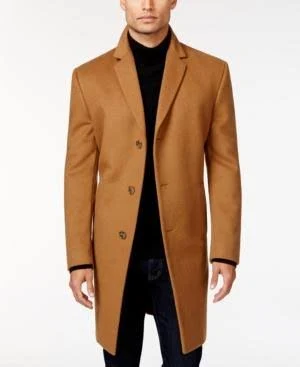 Kenneth Cole Reaction Raburn Wool-Blend Over Coat Slim-Fit 40s Black