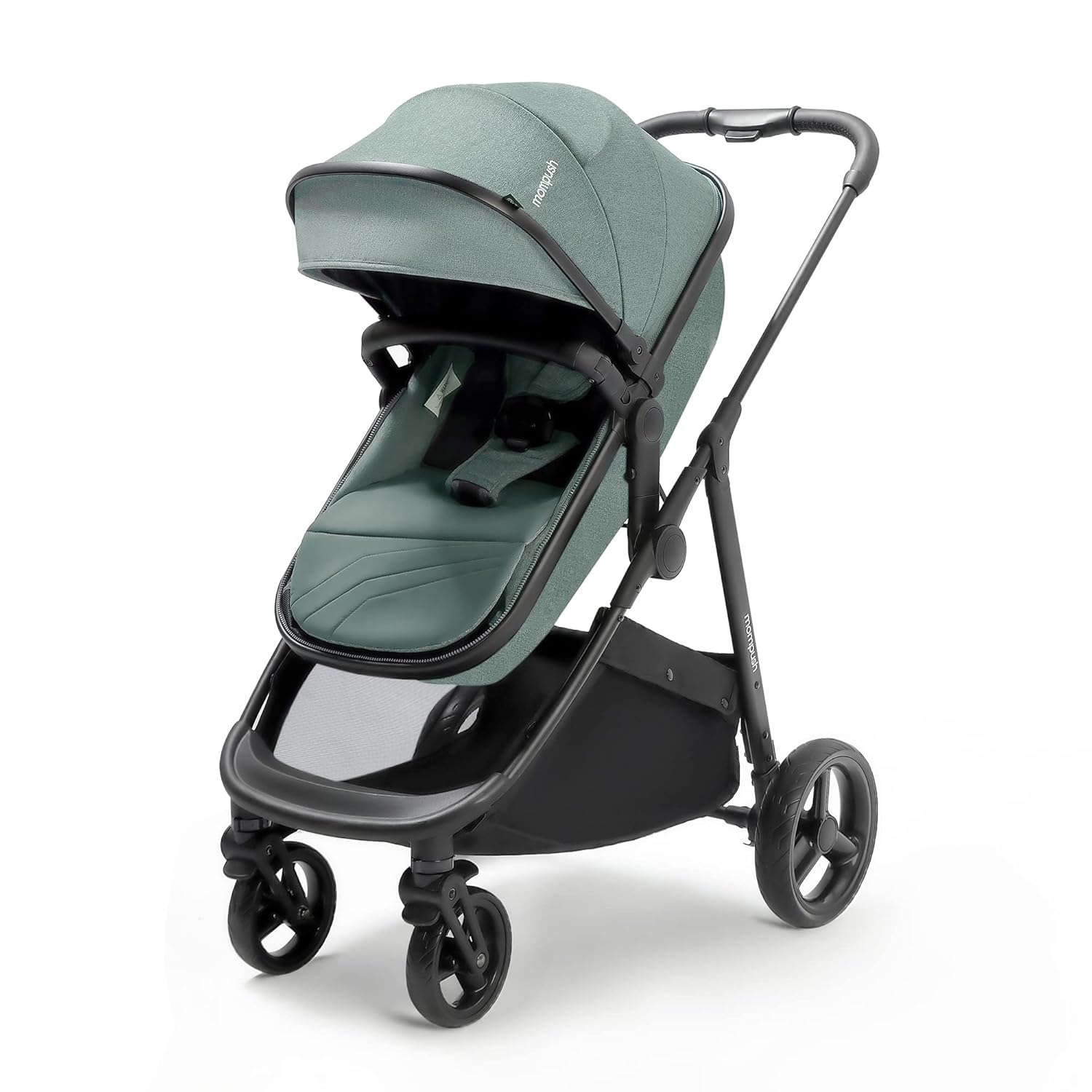 Mompush Wiz, Baby Stroller with True Bassinet Mode for Newborn and Toddler, Convertible Carriage Bassinet to Stroller, Reversible Seat, Foot Cover and Rain Cover Included, Large Storage Space