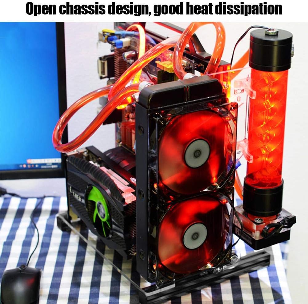 PUSOKEI M-ATX/ATX/ITX Motherboard Chassis DIY Set,Computer Aluminum Open Air Frame Chassis Case, Vertical Overclocking Open Aluminum Frame Chassis Rack,Good Heat Dissipation(Black)