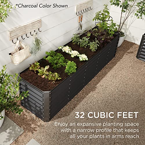 Best Choice Products 8x4x2ft Outdoor Metal Raised Garden Bed, Deep Root Planter Box for Vegetables, Flowers, Herbs, and Succulents w/ 478 Gallon Capacity - Gray