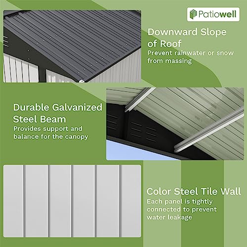 Patiowell 3 x 3 FT Outdoor Storage Shed,Small Garden Tool Storage Shed with Sloping Roof and Single Lockable Door, Outdoor Shed for Backyard Garden Patio Lawn, Grey