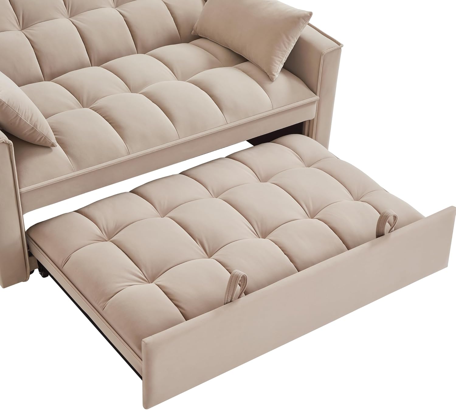 3 in 1 Multi-Functional Futon Loveseat Pull Out Couch Bed, Convertible Sleeper Sofa Bed with Adjustable Backrest and Pillows , 2 Seater Love Seat Lounge Chaise for Living Room Office RV Furniture