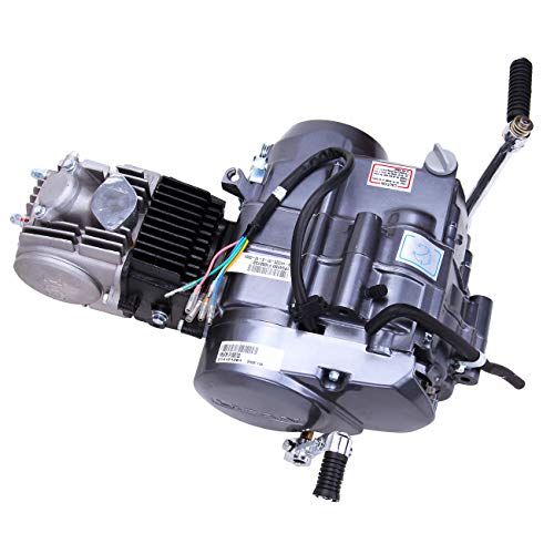 125CC 4-Stroke Semi Auto Engine Motor, 4 Speed ATV Quad Engine Motor Complete Kit, Single Cylinder Air-Cooling Motor w/Reverse Electric Starter for Go Kart, Dirt Bike, ATV, Pit Bike and More