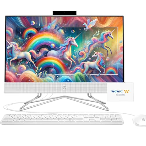 HP All-in-One Desktop Computer, 21.5" 1080P FHD Display, 16GB RAM, 1TB PCIe SSD, Intel Celeron Processor, Webcam, WiFi, HDMI, RJ-45, Wired Keyboard & Mouse, w/WOWPC Bundle, Windows 11 Pro