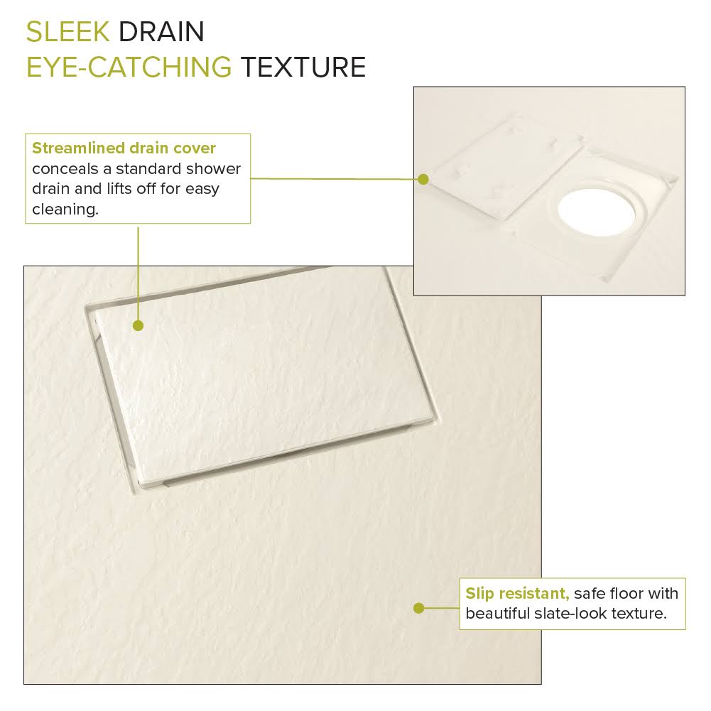 Transolid FZS6032C-32 60-in L x 31.5-in Shower Base with Zero Threshold and Center Drain in Cameo in Cameo