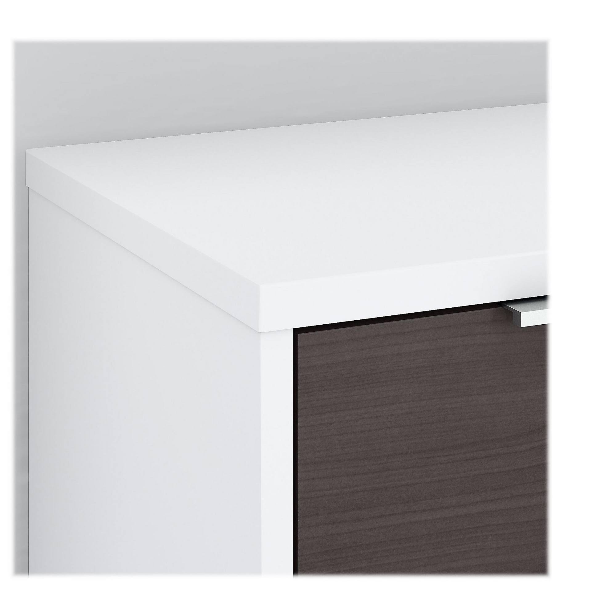 Bush Business Furniture Jamestown Low Storage Cabinet with Doors and Shelves | Storm Gray/White