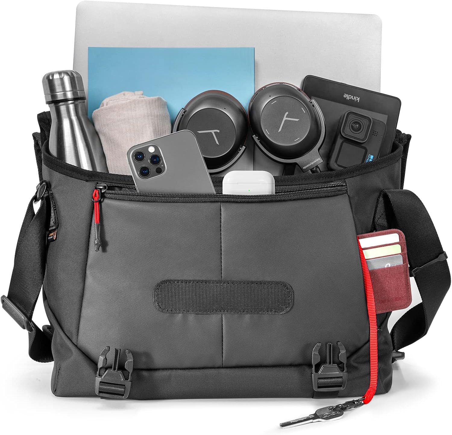 tomtoc Laptop Messenger Bag, Multi-Functional Shoulder Bag Fits Up to 16 inch MacBook Pro, Durable Water-resistant Fabric, Lightweight Carrying bag for Work School Casual Travel