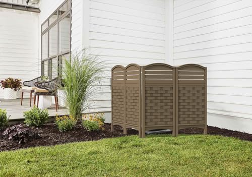 KINYING Air Conditioner Fence Privacy Screen,4 Panels Pool Equipment Trash Can Enclosure Screen for Outdoor,Resin Fence Panels Kit,45" (H) x 22" (W) Per Panel, Off White