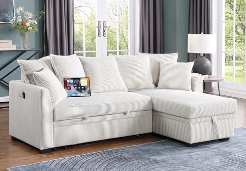Oversized U-Shaped Sectional Sofa Couch Plush Corduroy Upholstered Modular Deep Seat Sofa&Couch Sectional W/Right Facing Chaise Lounge and 7 Toss Pillows for Home Apartment Living Room Furniture Sets