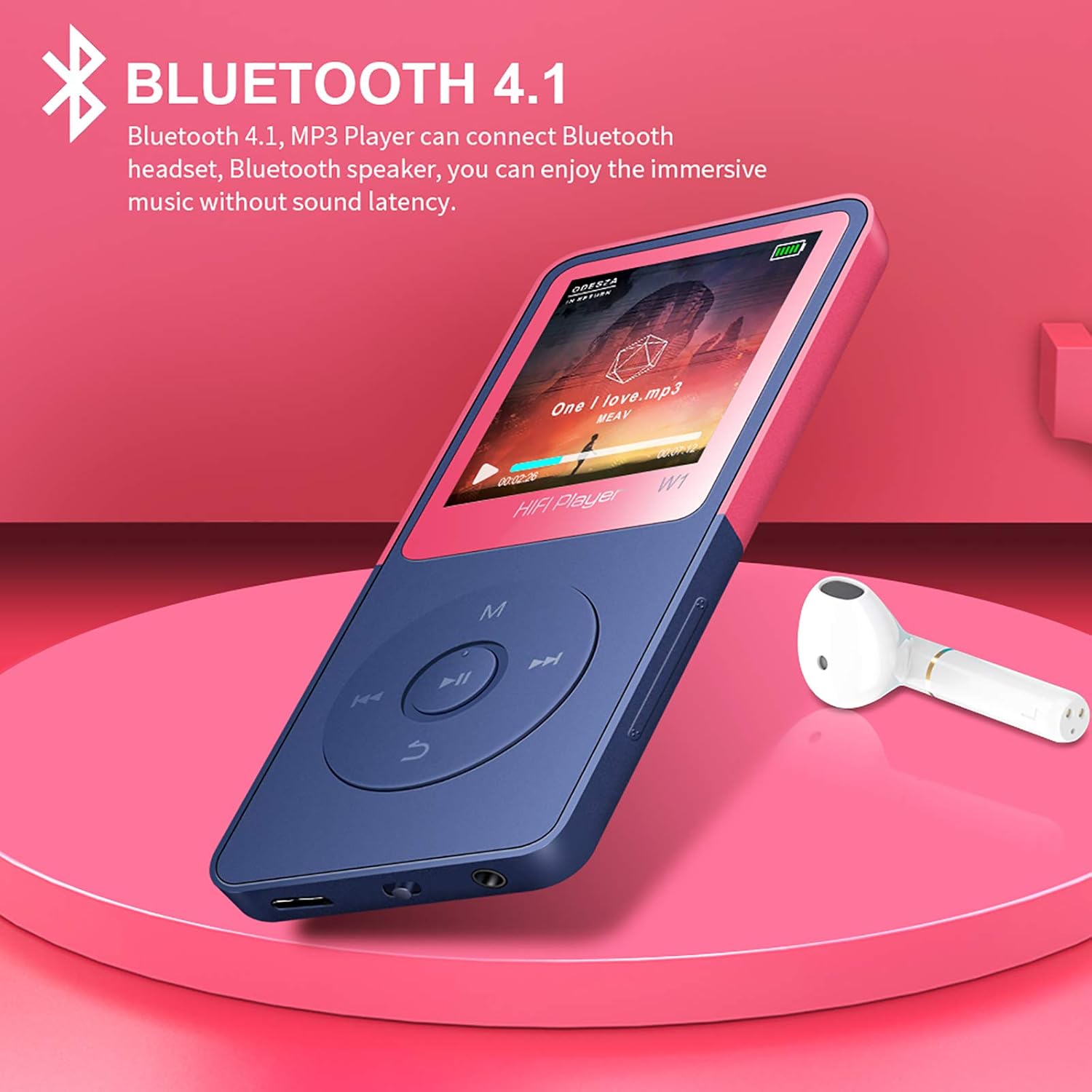MP3 Player with Bluetooth 1.8" LCD Screen 8GB Support 128GB TF Card (Not Included) GOPOSOO Portable Metallic HiFi Sound MP4 Music Player with Speaker, FM Radio, Voice Recorder for Kids,Walkman Pack of 2