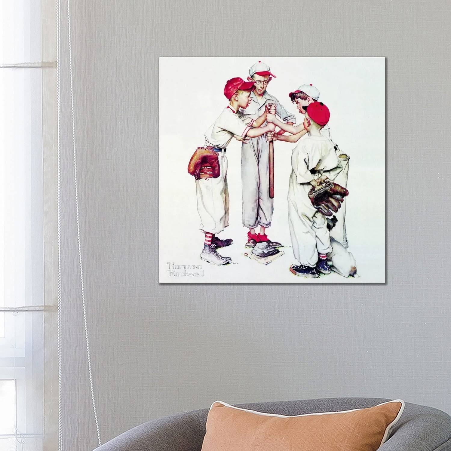 iCanvas Norman Rockwell &Choosing Up (Four Sporting Boys Baseball)& Canvas Art
