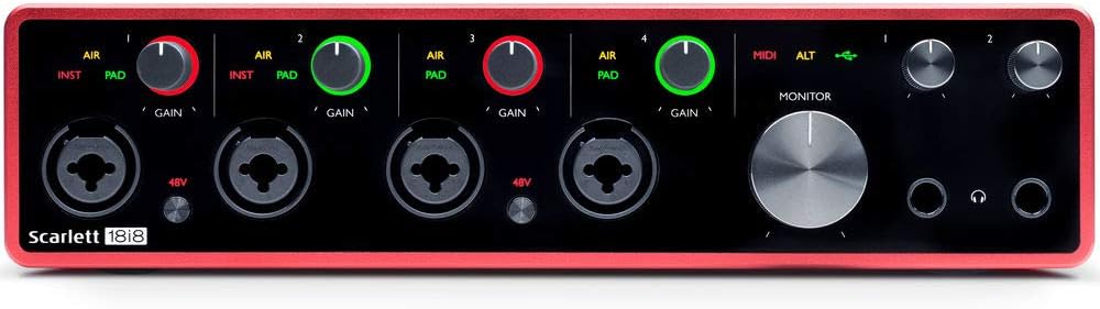 Focusrite Scarlett 18i8 USB Audio Interface (3rd Gen) Bundle with 4x XLR-XLR Cable