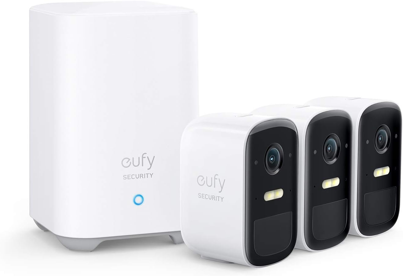 eufy Security, eufyCam 2C Wireless Home Security Camera System, 180-Day Battery Life, HD 1080p, IP67 Weatherproof, Night Vision, Compatible with Amazon Alexa, 3-Cam Kit, No Monthly Fee