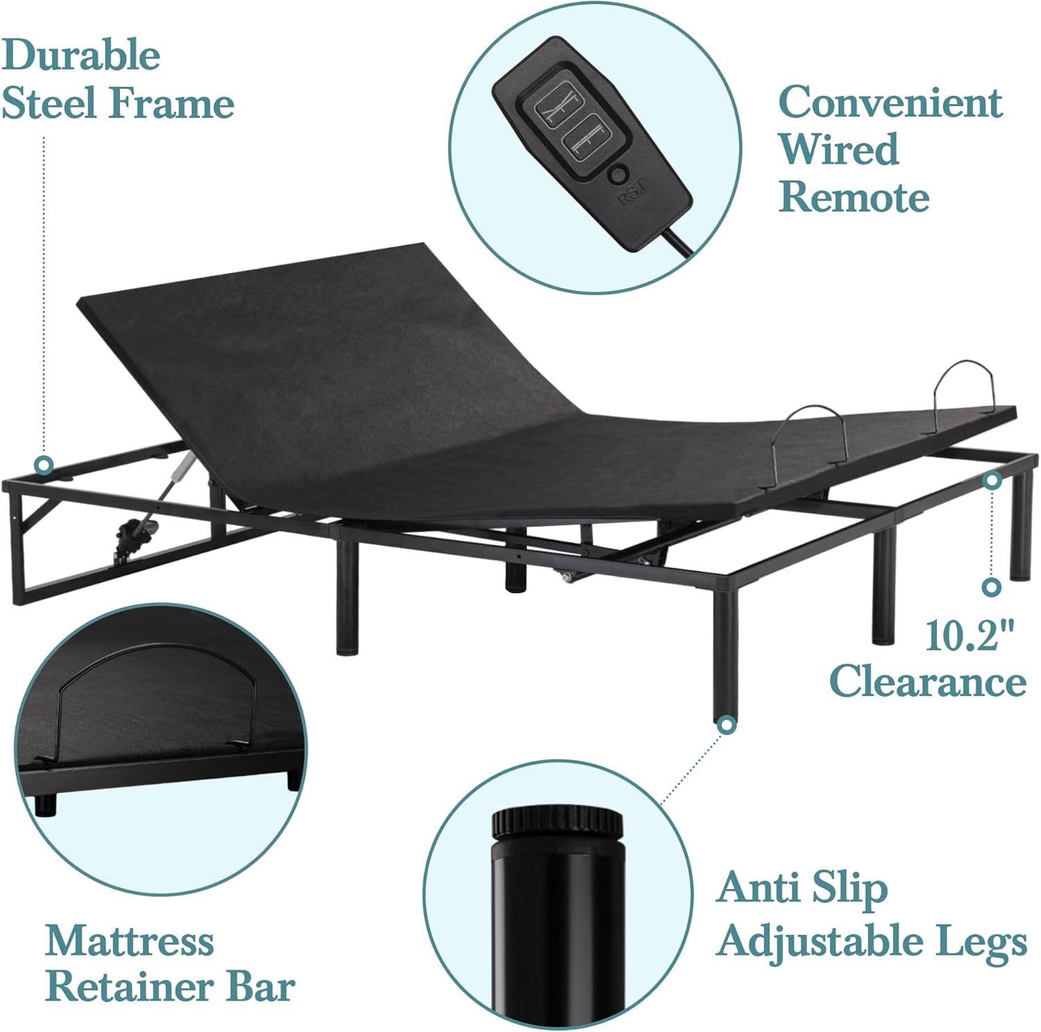 HOOMIC Queen Electric Adjustable Bed Base Frame
