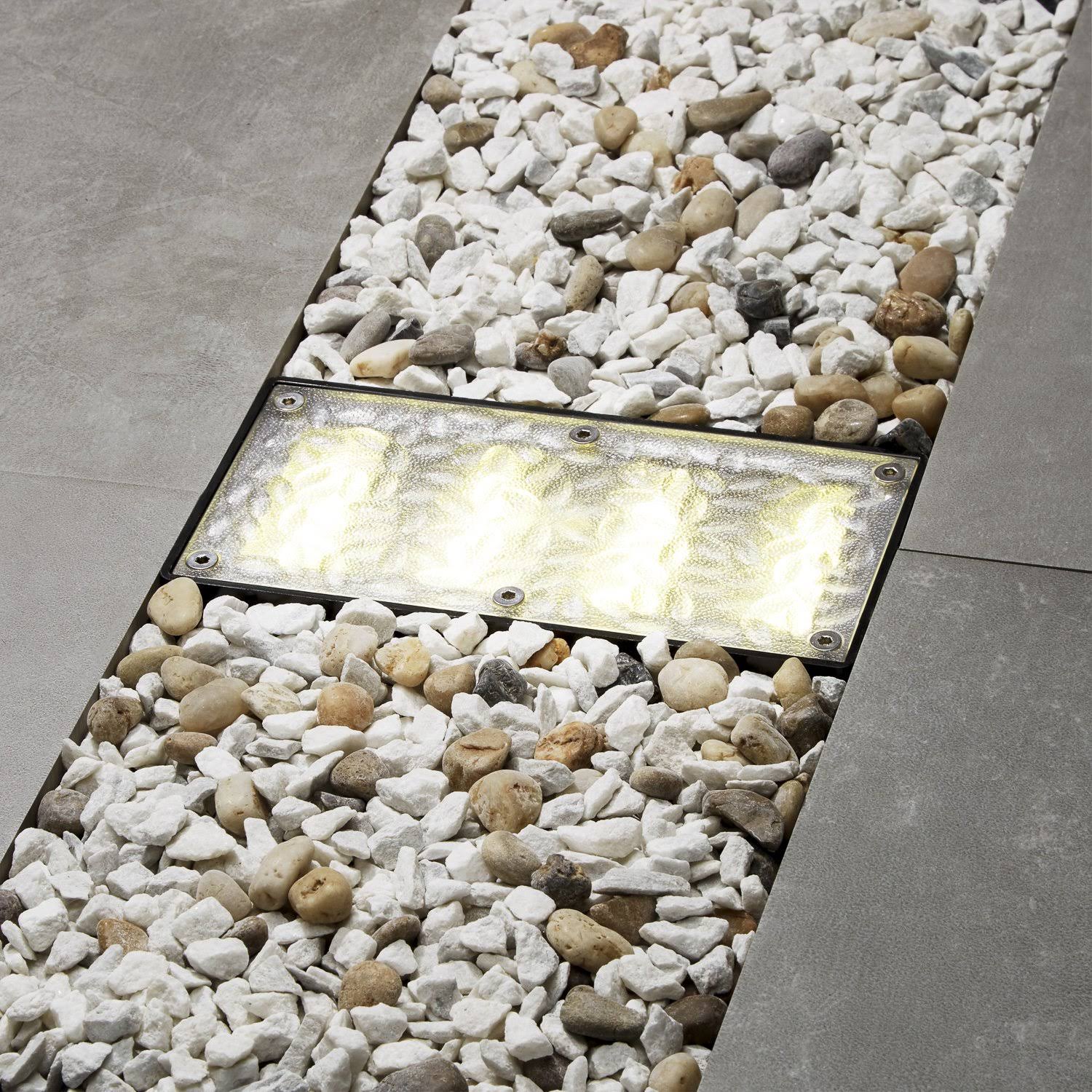 Solar Brick Landscape Path Light, 8x4 Recessed Polyresin Paver, 12 Warm White LEDs, Waterproof, Outdoor Use, No Wires or Plugs -