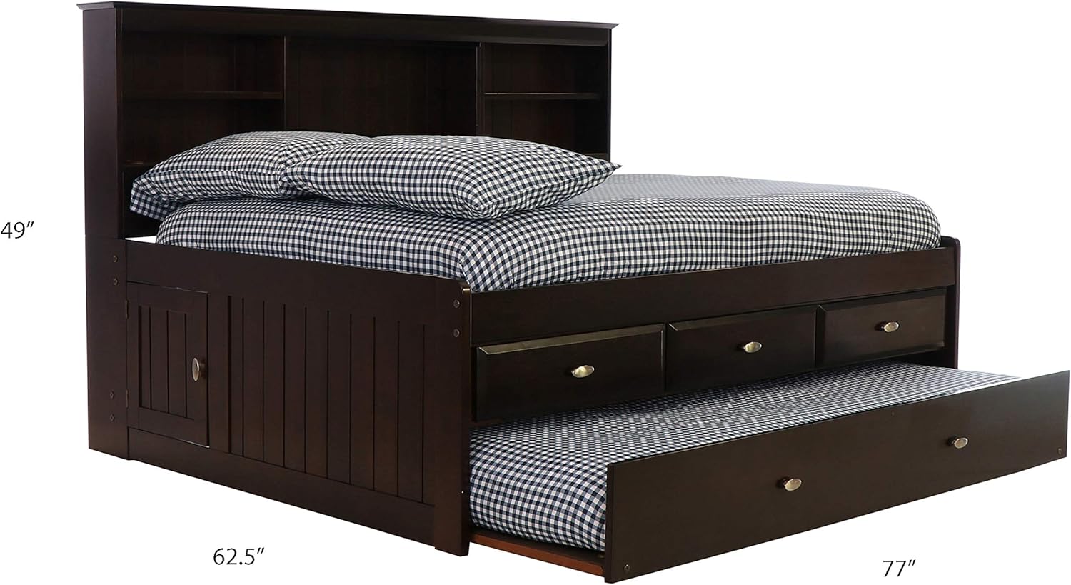 Discovery World Furniture Full Bookcase Daybed with 3 Drawers & Trundle Espresso